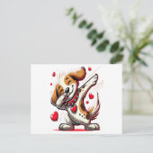 Carte Postale Dabbing Chien Coeur Saint Valentin Cadeaux Garçons (Debout devant)