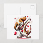 Carte Postale Dabbing Chien Coeur Saint Valentin Cadeaux Garçons (Devant / Derrière)