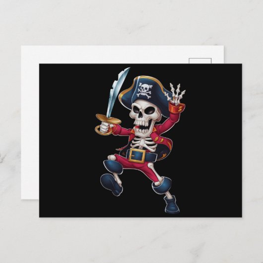 Carte Postale Dabbing Skeleton Pirate Halloween Jolly roger pour (Devant / Derrière)