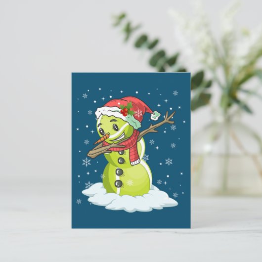 Carte Postale Dabbing Snowman Tennis Ball Tee Noël Noël Noël (Debout devant)