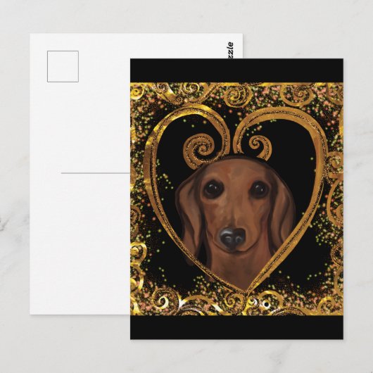 CARTE POSTALE DACHSHUND (Devant / Derrière)