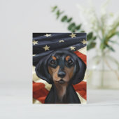CARTE POSTALE DACHSHUND (Debout devant)