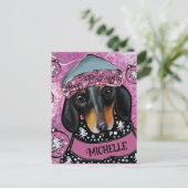 CARTE POSTALE DACHSHUND  (Debout devant)