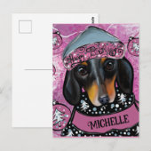 CARTE POSTALE DACHSHUND  (Devant / Derrière)
