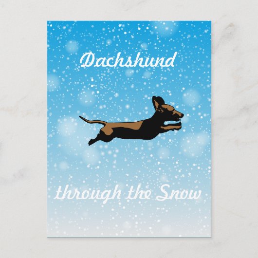 Carte Postale Dachshund à travers la neige (Devant)