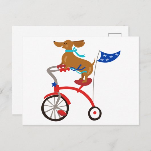 Carte Postale Dachshund à vélo (Devant / Derrière)