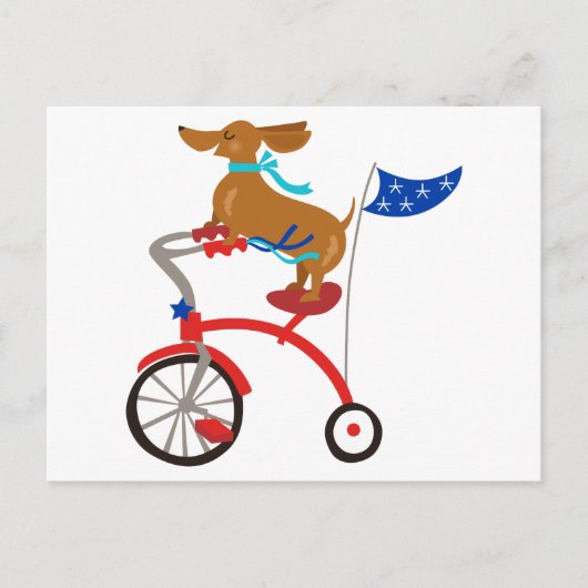 Carte Postale Dachshund à vélo (Devant)