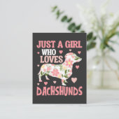 Carte Postale Dachshund Adorant Fleur Chien Fleur Coeurs Chiot (Debout devant)