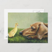 Carte Postale "Dachshund and Duckling" (Devant / Derrière)