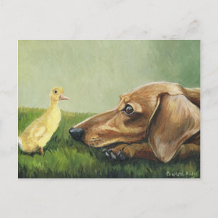 Carte Postale "Dachshund and Duckling"