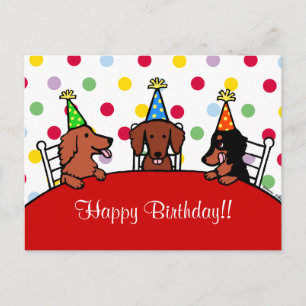 Carte Postale Dachshund Birthday Cartoon