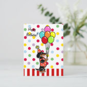 Carte Postale Dachshund Birthday Cartoon Balloons (Debout devant)