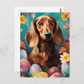 Carte Postale Dachshund Bonne Pâques (Devant / Derrière)