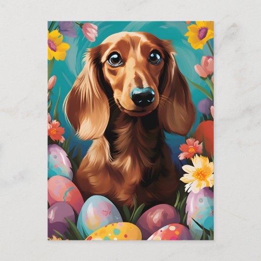 Carte Postale Dachshund Bonne Pâques (Devant)