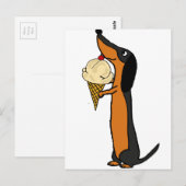 Carte Postale Dachshund Chien Donnant De La Crème De Glace (Devant / Derrière)