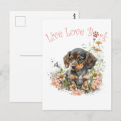 Carte Postale Dachshund Chien Maman Florale (Devant / Derrière)