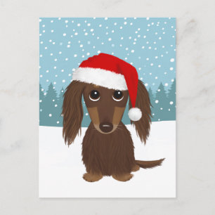 Carte Postale Dachshund Chocolat Vacances Chien Personnalisé