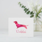 Carte Postale Dachshund - Conception aquarelle (Debout devant)