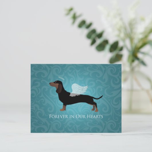 Carte Postale Dachshund - Conception commémorative de perte d'an (Debout devant)