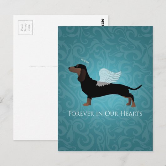 Carte Postale Dachshund - Conception commémorative de perte d'an (Devant / Derrière)