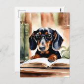 Carte Postale Dachshund en aquarelle (Devant / Derrière)
