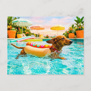 Carte Postale Dachshund en costume de hotdog
