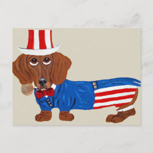 Carte Postale Dachshund en costume d'Oncle Sam