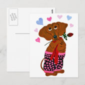 Carte Postale Dachshund en short cœur rose (Devant / Derrière)