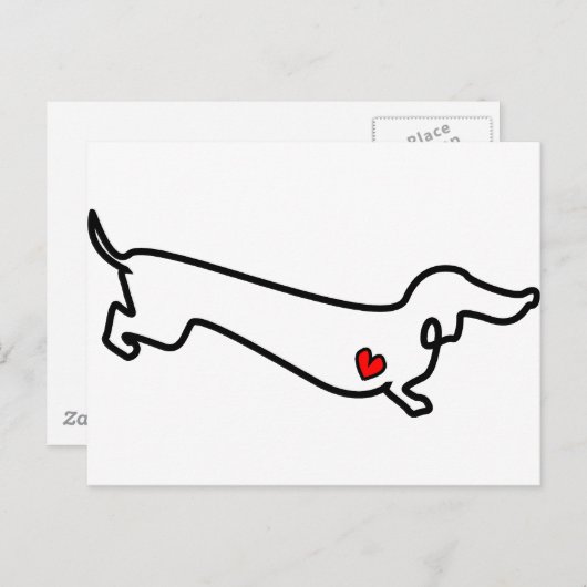 Carte Postale Dachshund Heart (Devant / Derrière)