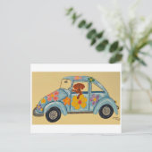 Carte Postale Dachshund in Hippie car (Debout devant)