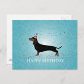 Carte Postale Dachshund Joyeux Design d'anniversaire (Devant / Derrière)