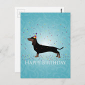 Carte Postale Dachshund Joyeux Design d'anniversaire (Devant / Derrière)