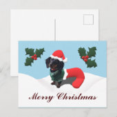 Carte Postale Dachshund Joyeux Noël (Devant / Derrière)