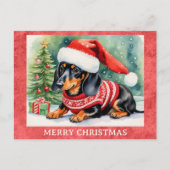 Carte Postale Dachshund Joyeux Noël mignon Chien chiot (Devant)