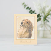 Carte Postale Dachshund (Longhaerien) Peinture - Art Chien origi (Debout devant)