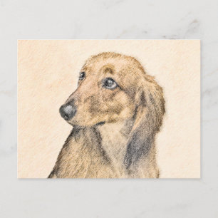 Carte Postale Dachshund (Longhaerien) Peinture - Art Chien origi