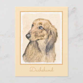 Carte Postale Dachshund (Longhaerien) Peinture - Art Chien origi