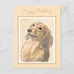 Carte Postale Dachshund (Longhaerien) Peinture - Art Chien origi