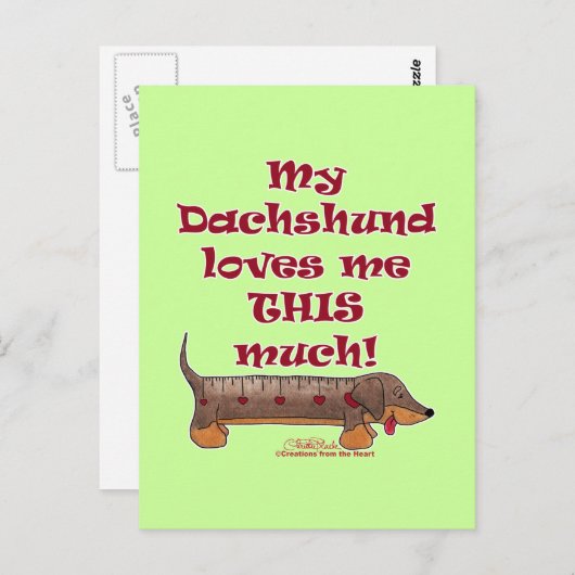 Carte Postale Dachshund Love Meter (Devant / Derrière)