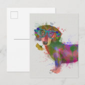 Carte Postale Dachshund & Lunettes Rainbow Splash (Devant / Derrière)
