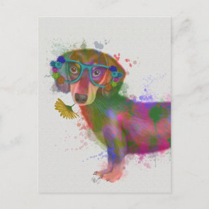 Carte Postale Dachshund & Lunettes Rainbow Splash