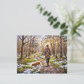 Carte Postale Dachshund marchant le long d'un chemin forestier e (Debout devant)