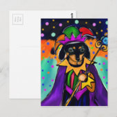 CARTE POSTALE DACHSHUND MARDI GRAS (Devant / Derrière)