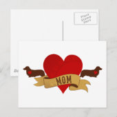 Carte Postale Dachshund Mom [Style tatouage] (Devant / Derrière)