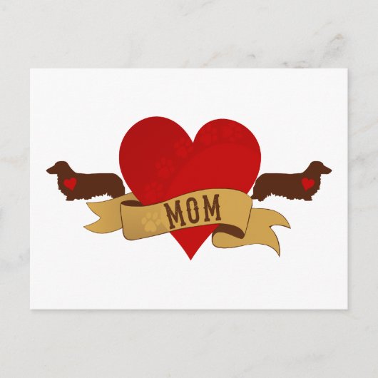 Carte Postale Dachshund Mom [Style tatouage] (Devant)