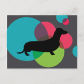 Carte Postale Dachshund noir avec motif à points lumineux (Devant)
