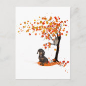 Carte Postale Dachshund Owl Et Fall Tree Dachshund Lover Automne (Devant)