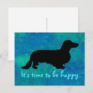 Carte Postale Dachshund Poil Long - Silhouette 1