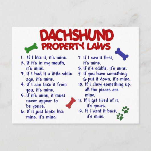 Carte Postale Dachshund, propriété Lois 2 (Devant)