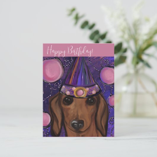 Carte Postale Dachshund rouge         (Debout devant)